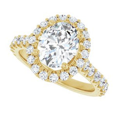 14K Solid Gold 9x7 mm Oval Forever One™ Colorless Lab-Grown Moissanite & 3/4 CTW Natural Diamond Engagement Ring