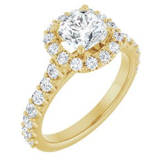 14K Solid Gold 6x6 mm Cushion Forever One™ Colorless Lab-Grown Moissanite & 3/4 CTW Natural Diamond Engagement Ring