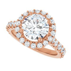 14K Solid Gold 8 mm Round Forever One™ Near Colorless Lab-Grown Moissanite & 3/4 CTW Natural Diamond Engagement Ring