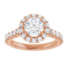 14K Solid Gold 6.5 mm Round Forever One™ Near Colorless Lab-Grown Moissanite & 3/4 CTW Natural Diamond Engagement Ring