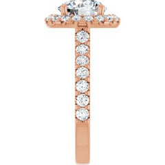 14K Solid Gold 8 mm Round Forever One™ Near Colorless Lab-Grown Moissanite & 3/4 CTW Natural Diamond Engagement Ring