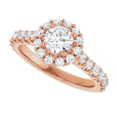 14K Solid Gold 5 mm Round Forever One™ Near Colorless Lab-Grown Moissanite & 5/8 CTW Natural Diamond Engagement Ring