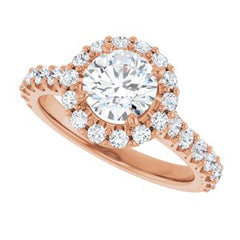 14K Solid Gold 6.5 mm Round Forever One™ Near Colorless Lab-Grown Moissanite & 3/4 CTW Natural Diamond Engagement Ring