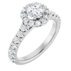 14K Solid Gold 5 mm Round Forever One™ Near Colorless Lab-Grown Moissanite & 5/8 CTW Natural Diamond Engagement Ring