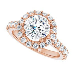 14K Solid Gold 7.5 mm Round Forever One™ Near Colorless Lab-Grown Moissanite & 3/4 CTW Natural Diamond Engagement Ring