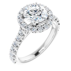 14K Solid Gold 7.5 mm Round Forever One™ Near Colorless Lab-Grown Moissanite & 3/4 CTW Natural Diamond Engagement Ring