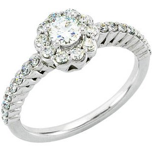 14K Solid Gold 3/4 CTW Natural Diamond Engagement Ring