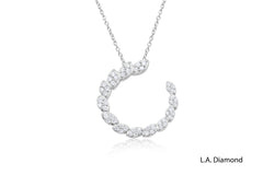 14k White Gold Diamond Elegant Flare Hoop Pendant