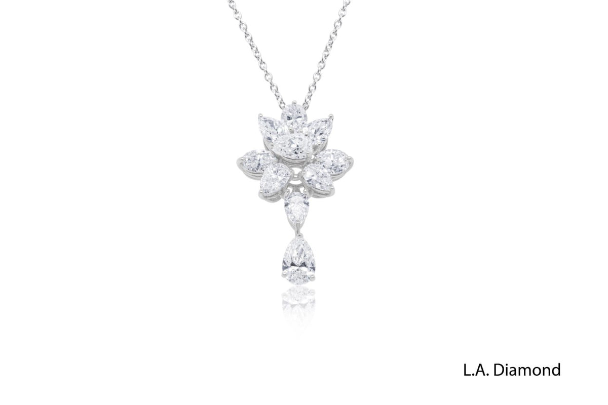 14k White Gold Mixed-Cut Diamond  Pendant