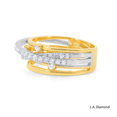 14k Two-Tone Intertwining Ring with Natural Diamonds