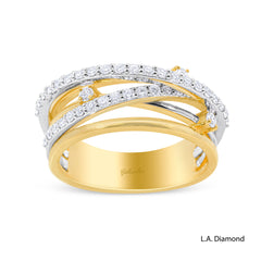 14k Two-Tone Intertwining Ring with Natural Diamonds