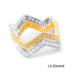 14k Two-Tone Gold Diamond Pave Flip Ring - 1.05 CTW Natural Diamonds