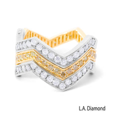 14k Two-Tone Gold Diamond Pave Flip Ring - 1.05 CTW Natural Diamonds