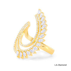 14k Yellow Gold Elegant Feathered Diamond Ring