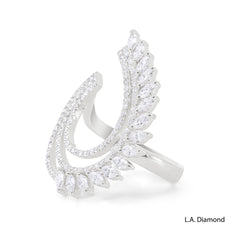 14K White Gold Elegant Feathered Diamond Ring