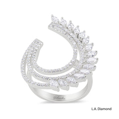 14K White Gold Elegant Feathered Diamond Ring