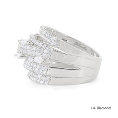 2.15ct Multi-Cut Cross-Over Diamond Ring in 14k White Gold