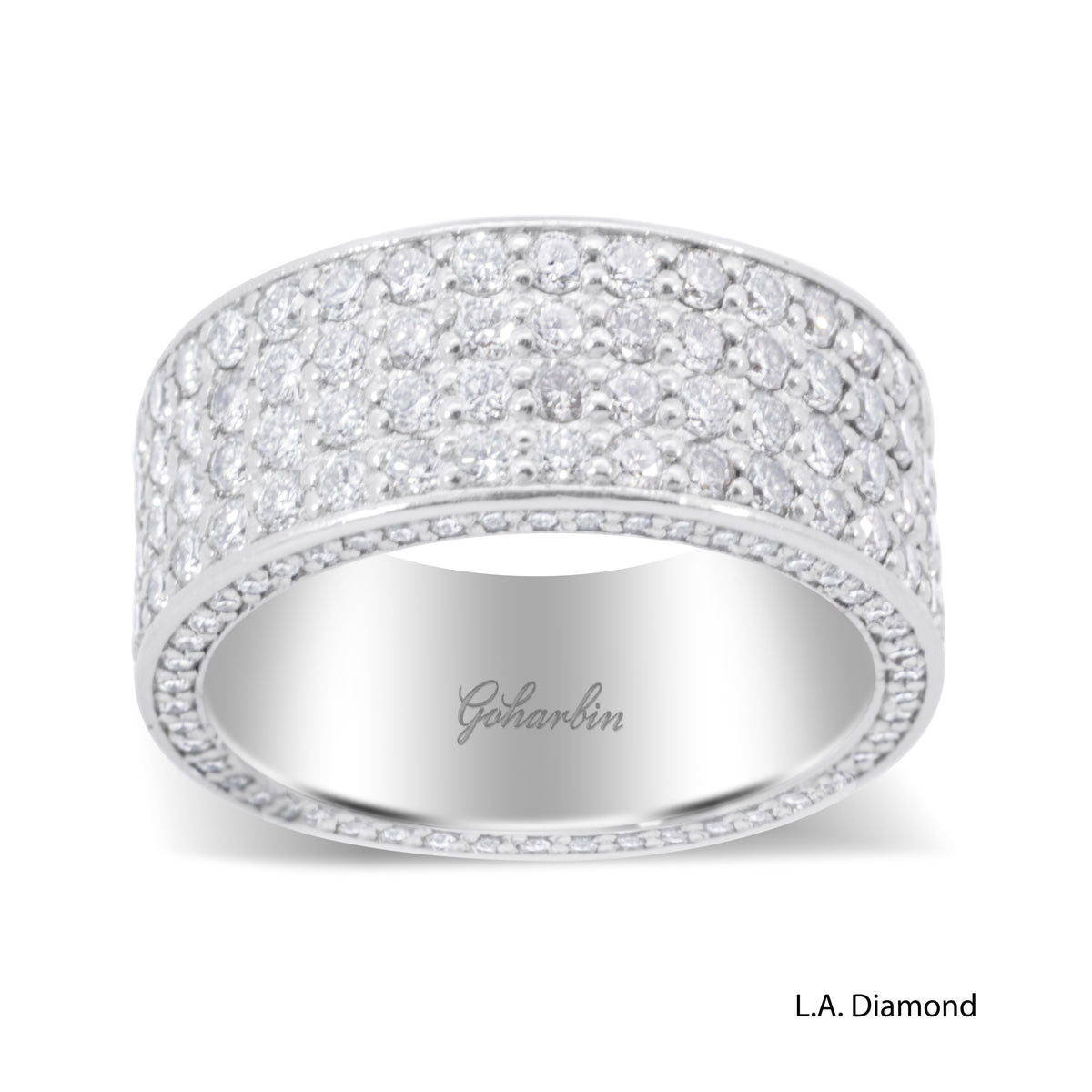 14k White Gold Diamond Round Cut Multi-layer Wedding Band 4.70ct