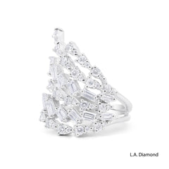 2ct Multi-Cut Diamond Cluster Statement Ring in 18k White Gold