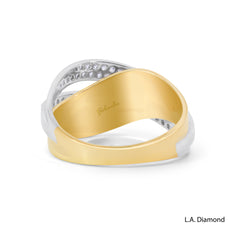 14k Two-Tone Cross-Over Ring with Natural Diamonds