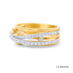 14k Two-Tone Intertwining Ring with Natural Diamonds