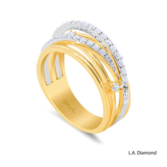 14k Two-Tone Intertwining Ring with Natural Diamonds