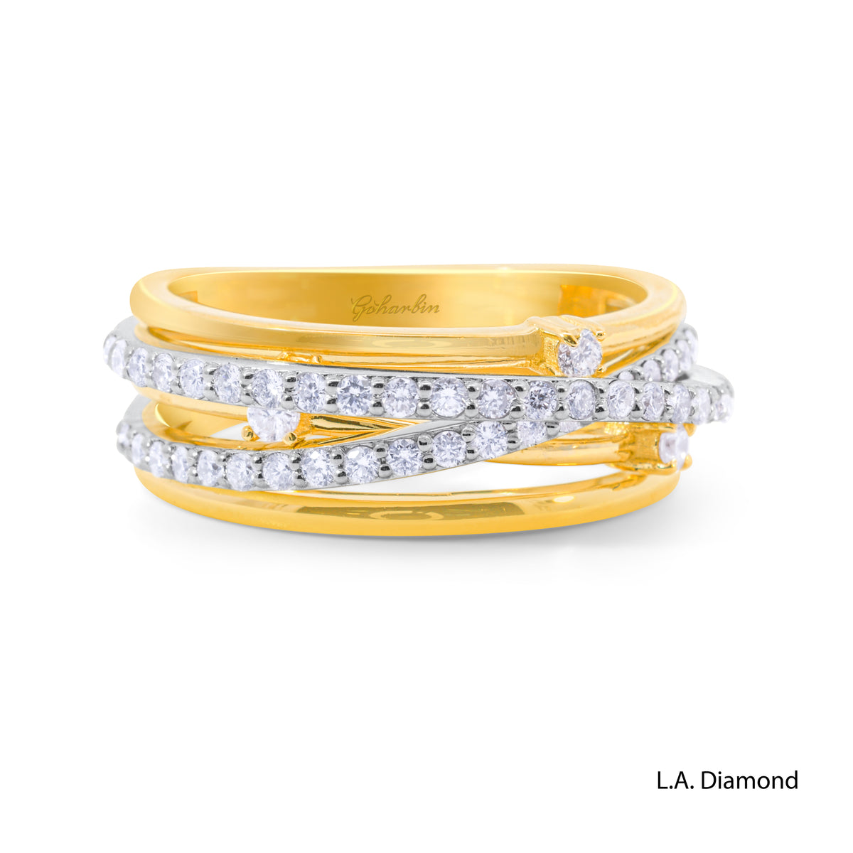 14k Two-Tone Intertwining Ring with Natural Diamonds