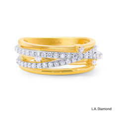 14k Two-Tone Intertwining Ring with Natural Diamonds