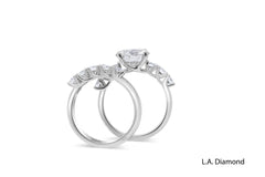 White Gold Diamond Round Cut Engagement Ring Set