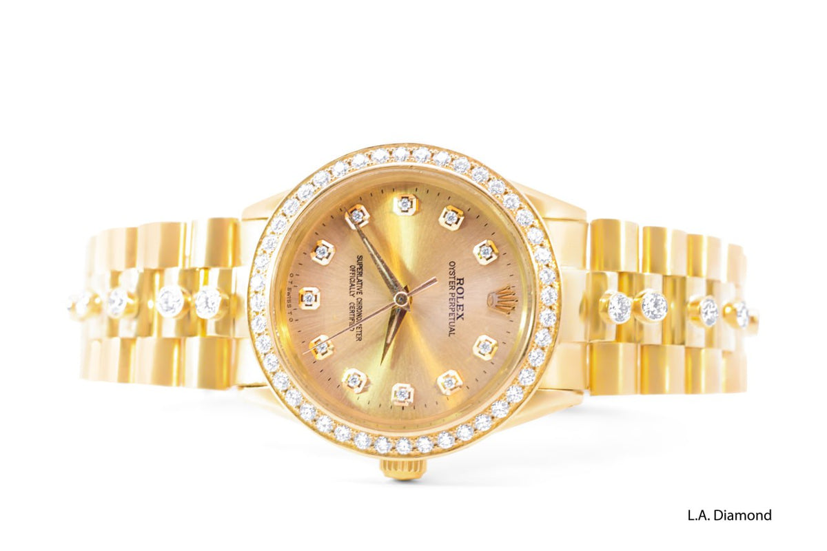 Rolex Oyster Perpetual 34mm Champagne Diamond Dial