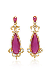 Tourmaline Yellow Diamond Gold Pear Cut Teardrop Earring