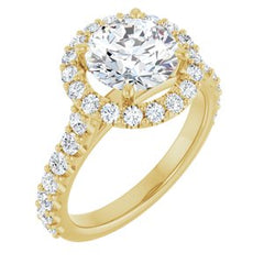 14K Solid Gold Round 1.5 CTW Natural Diamond Engagement Ring