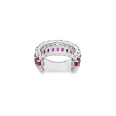 14k White Gold Diamond Ruby Round Cut Ring 8.10c